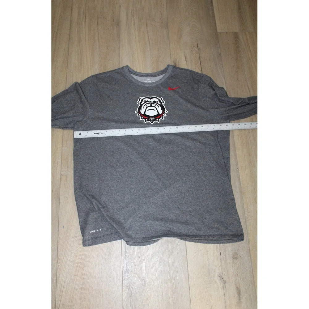 Nike Georgia Bulldogs Mens XXL Long Sleeve Dri-FIT T-Shirt Gray Athletic Cut UGA